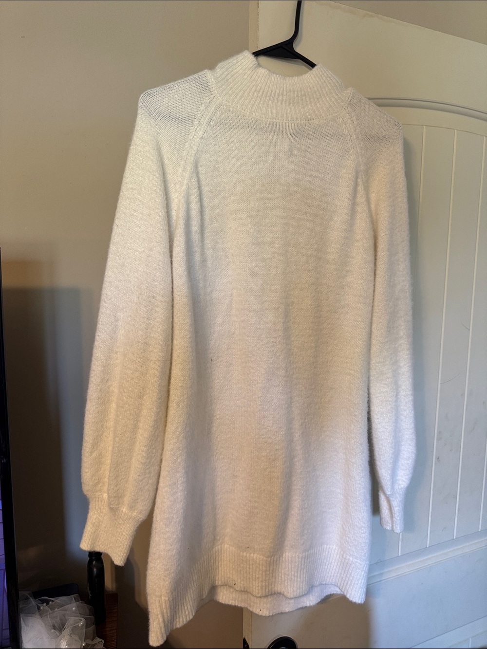 Francesca's Collections Cream Mock Neck Knit Sweater Dress